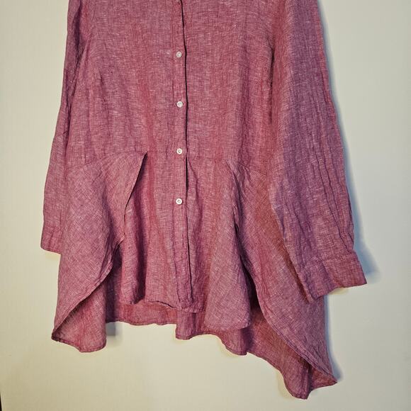 Coldwater Creek Red 100% Linen button up blouse shirt size 2X - Picture 2 of 7